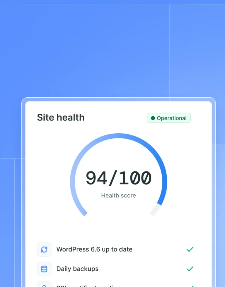Health Score einer gewarteten WordPress-Website
